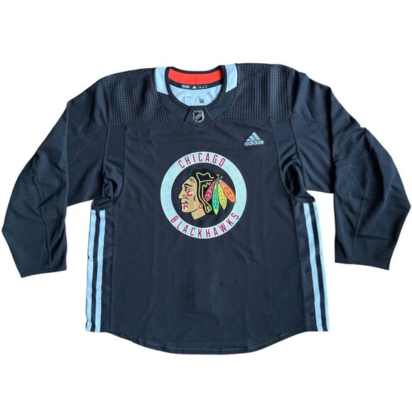 Adidas NHL Chicago Blackhawks Men Size 58 Practice Authentic Jersey MIC Black - Picture 1 of 16